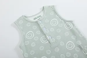 Sleeveless Button Baby Rompers